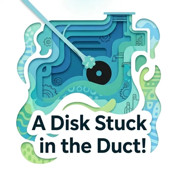 Cover of A Disk Stuck in the Duct!, a Reading Mountain Level 3 decodable book