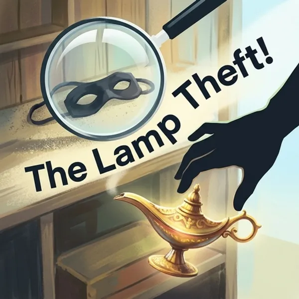 Cover of the decodable book The Lamp Theft!